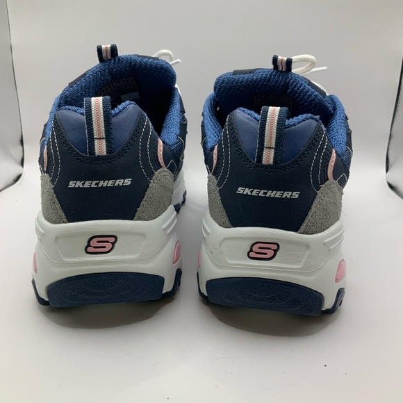 Skeckers Sports Woman's D'Lites Blue Pink Memory Foam Lace Up Wide Fit - 8 - Picture 6 of 9